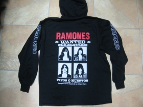 Ramones  čierna mikina na zips s kapucou 80%bavlna 20%polyester